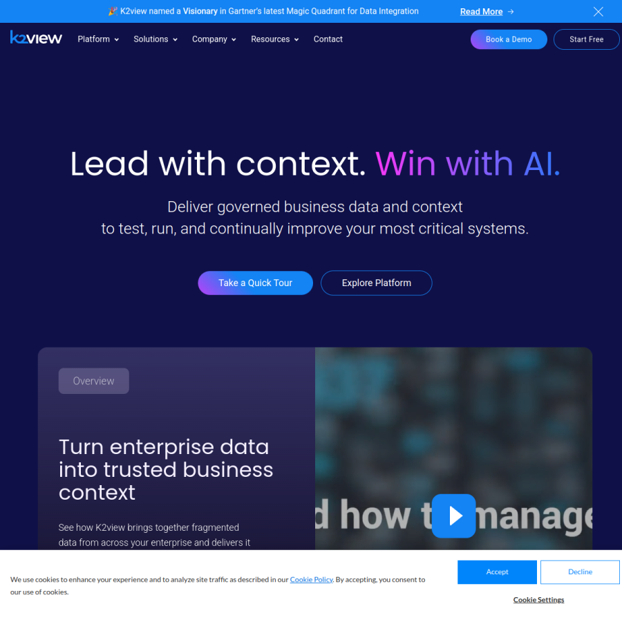 k2view.com homepage screenshot