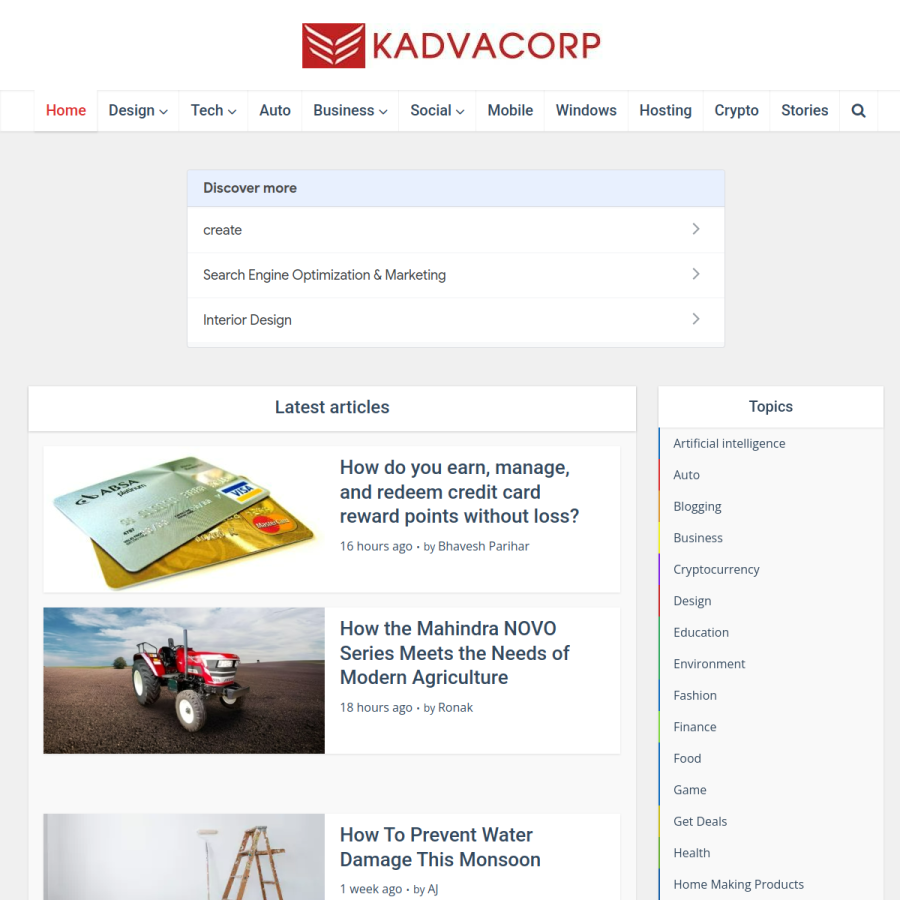 kadvacorp.com homepage screenshot