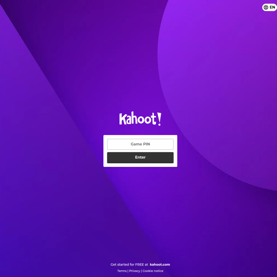 kahoot.it homepage screenshot