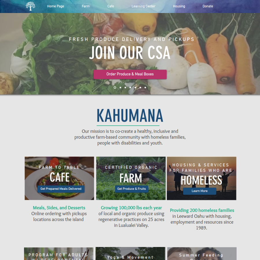 kahumana.org homepage screenshot