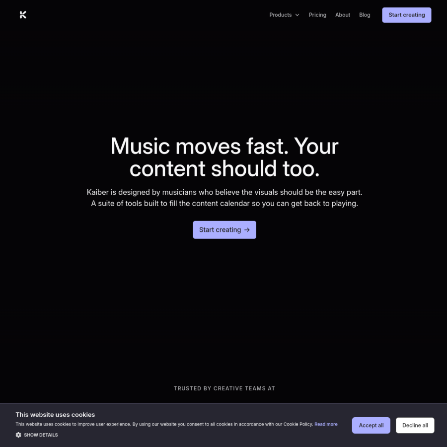 kaiber.ai homepage screenshot