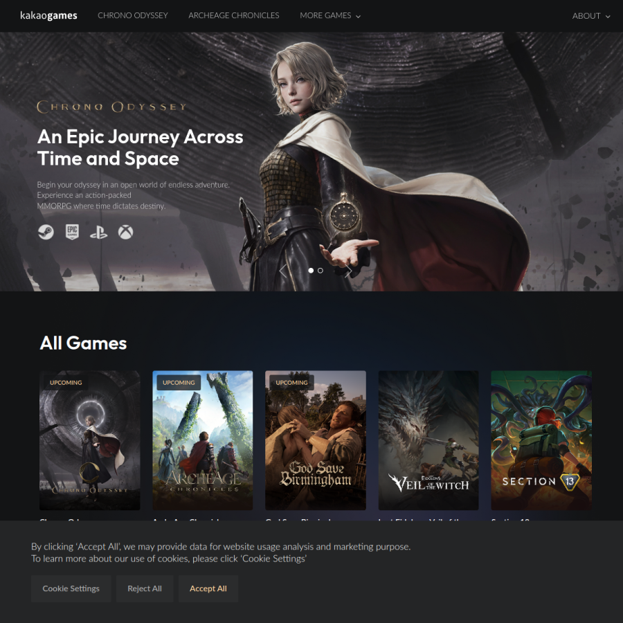 kakaogames.com homepage screenshot
