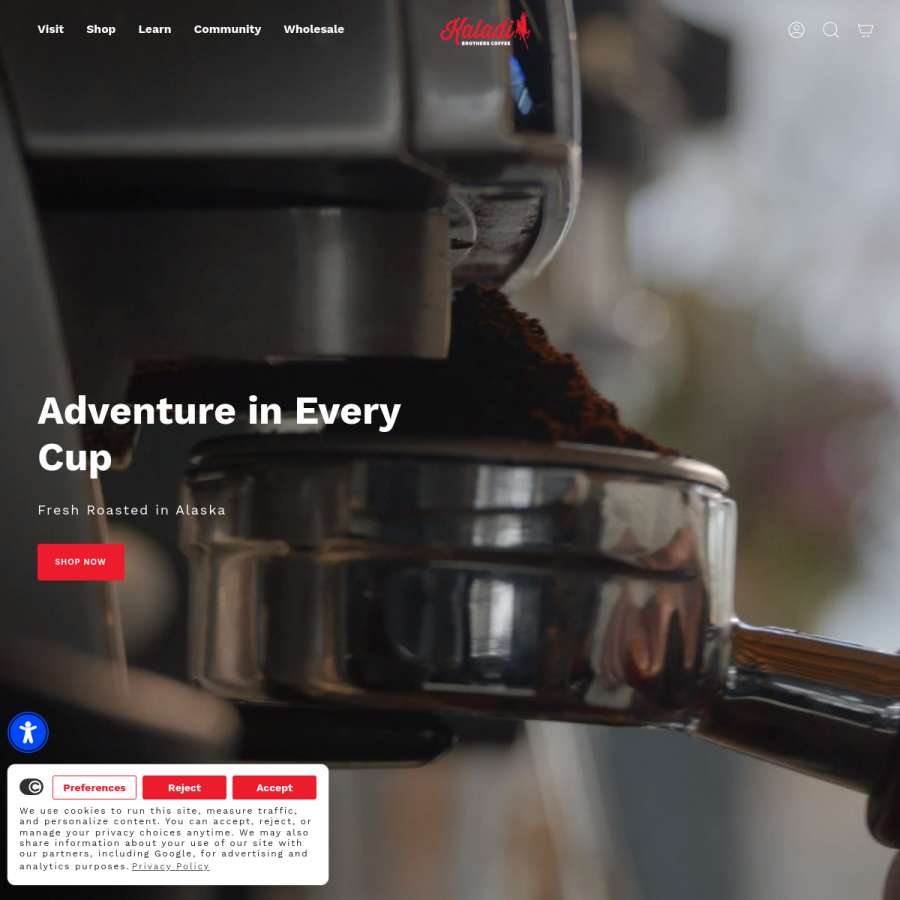 kaladi.com homepage screenshot