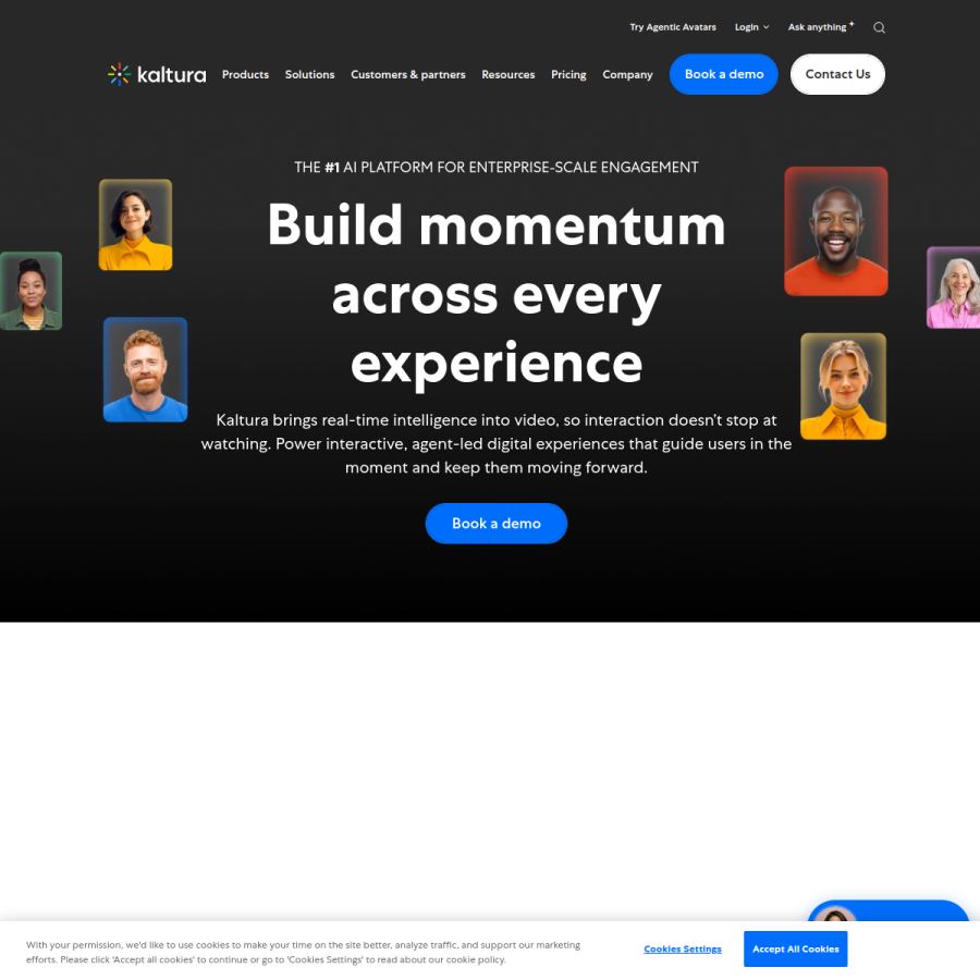 kaltura.com homepage screenshot