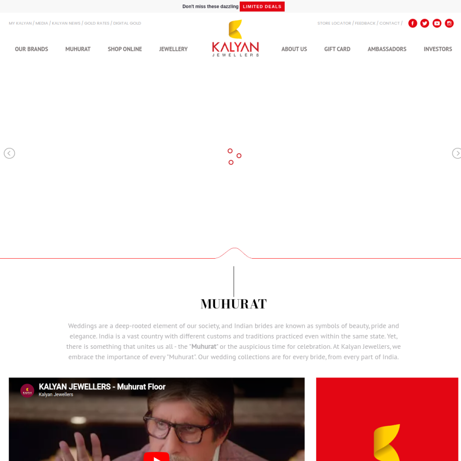 kalyanjewellers.net homepage screenshot