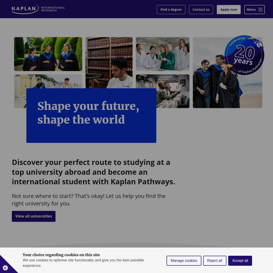 kaplanpathways.com homepage screenshot