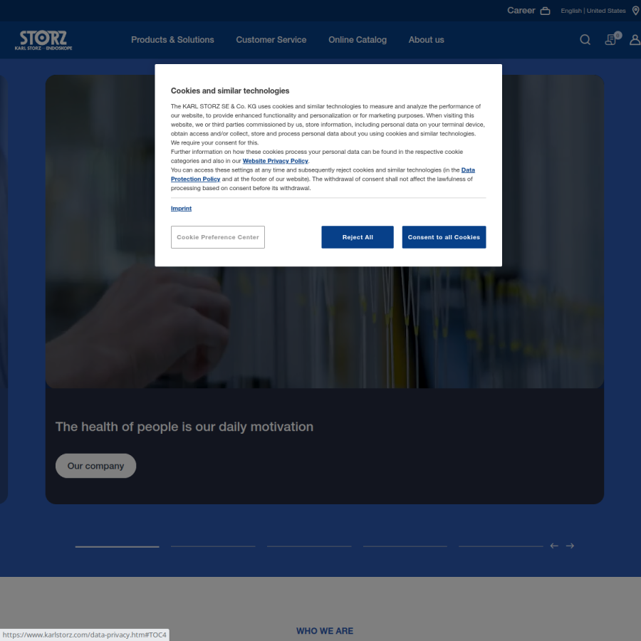 karlstorz.com homepage screenshot