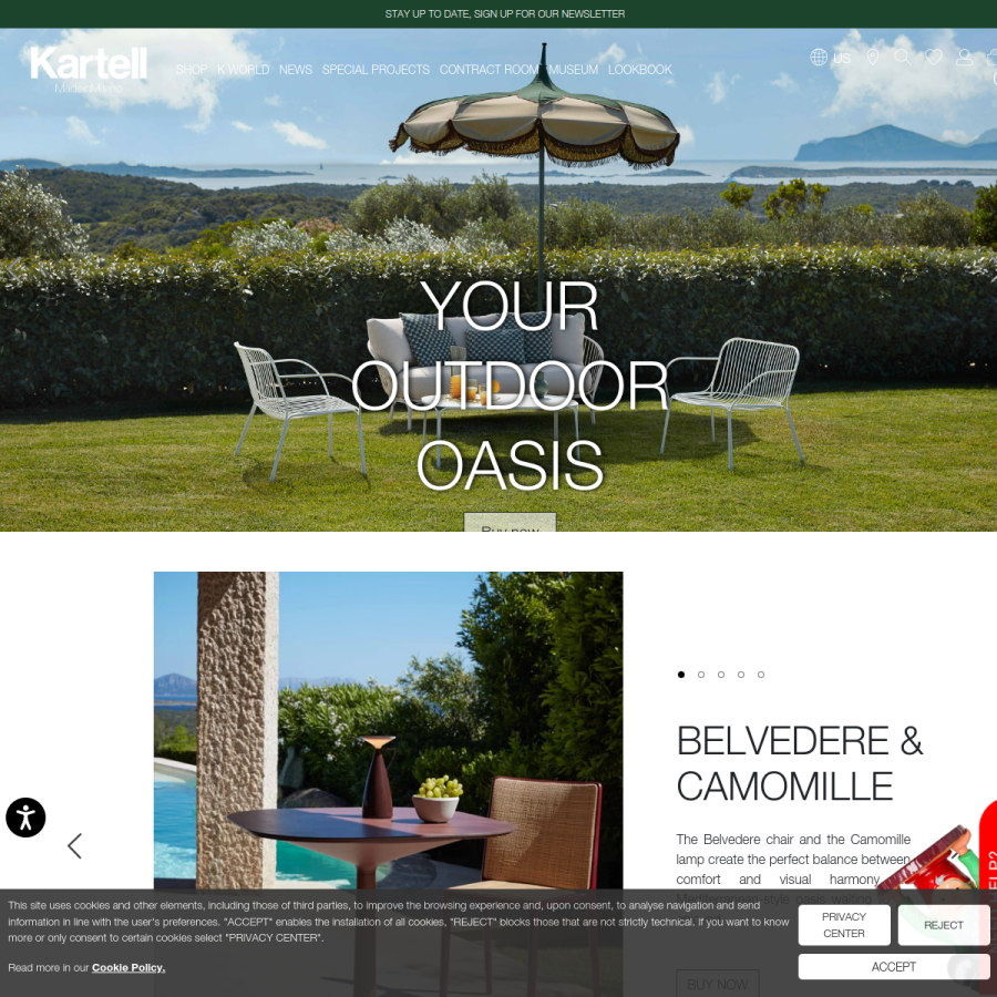 kartell.com homepage screenshot