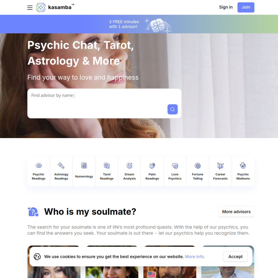 kasamba.com homepage screenshot
