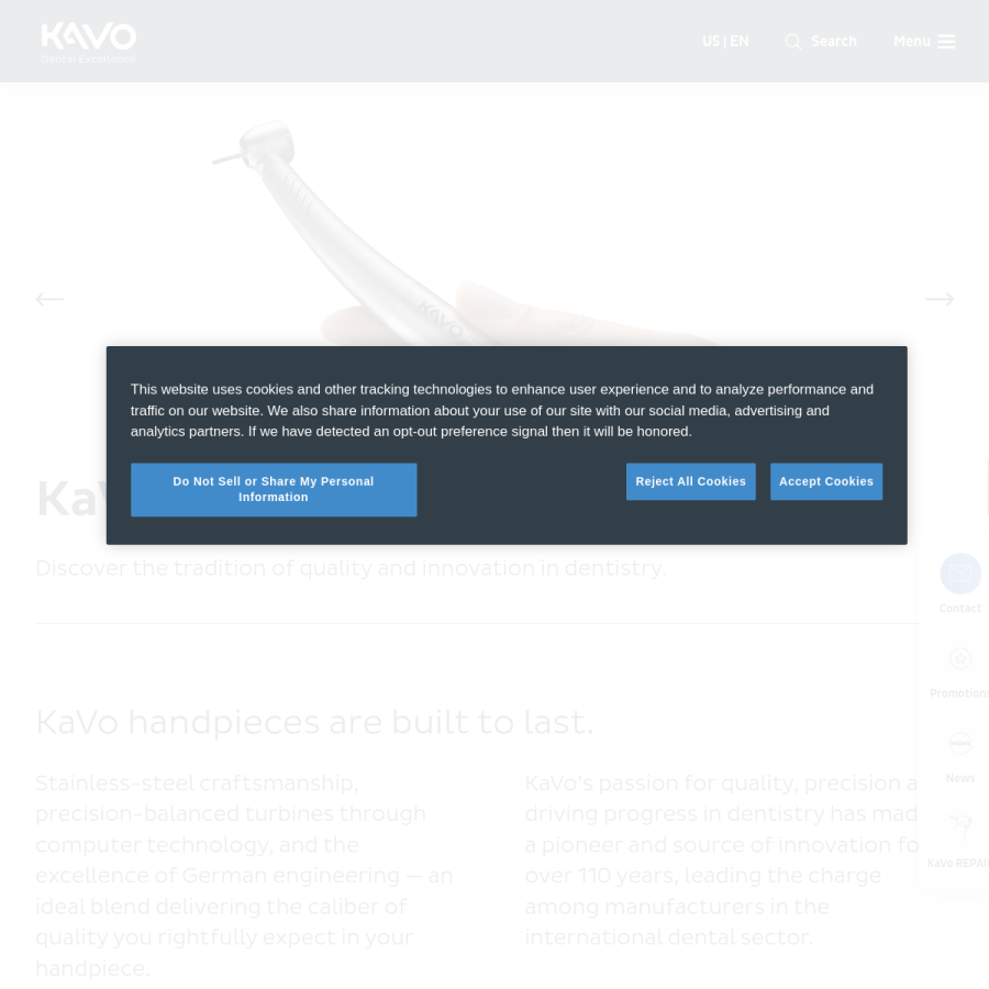 kavo.com homepage screenshot