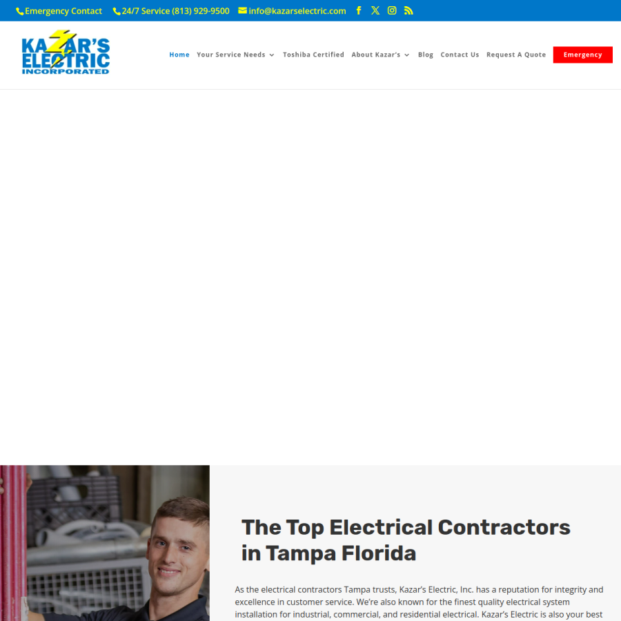 kazarselectric.com homepage screenshot