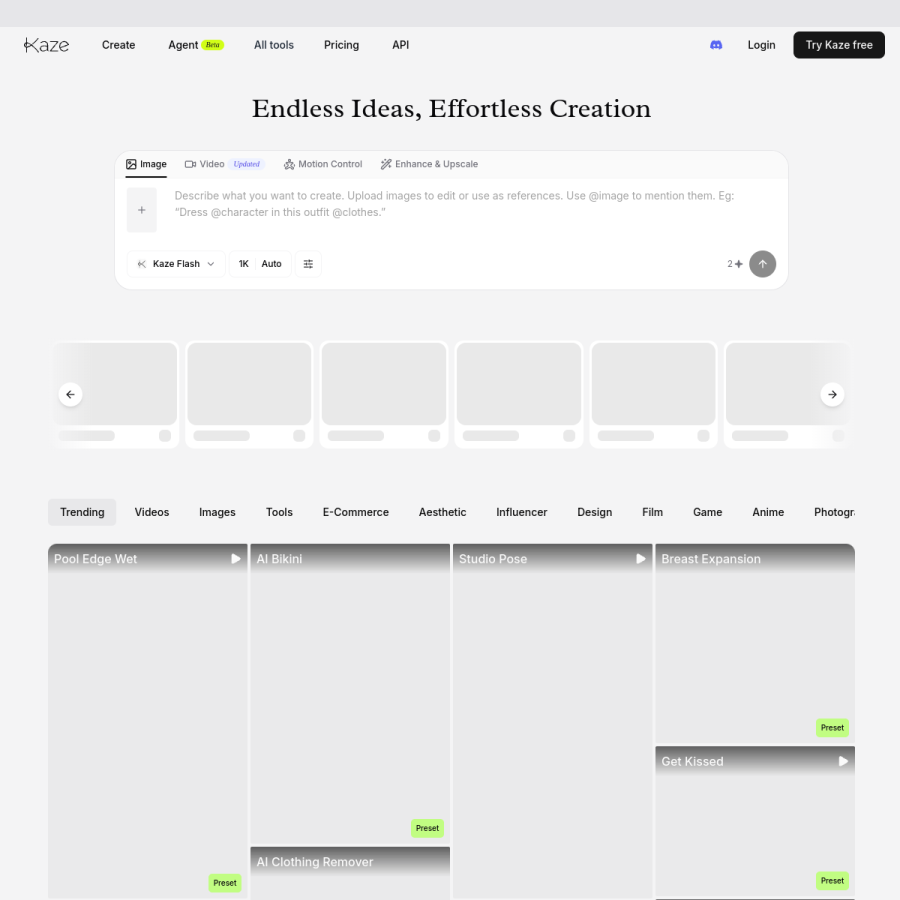kaze.ai homepage screenshot
