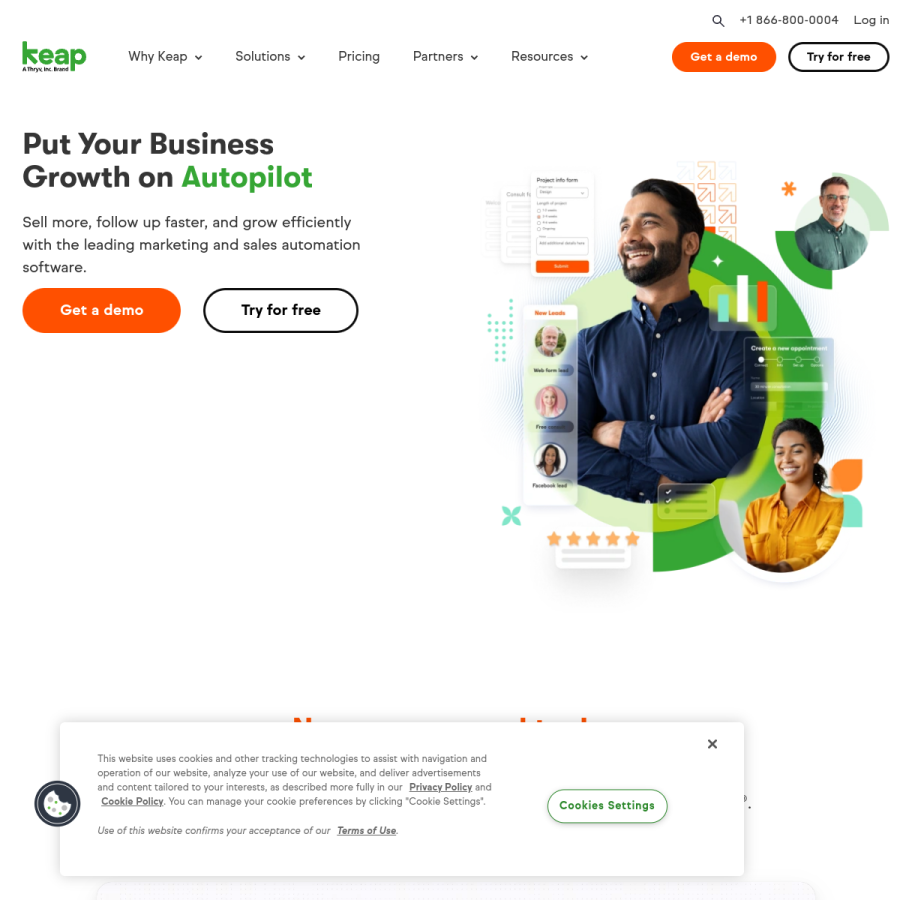 keap.com homepage screenshot