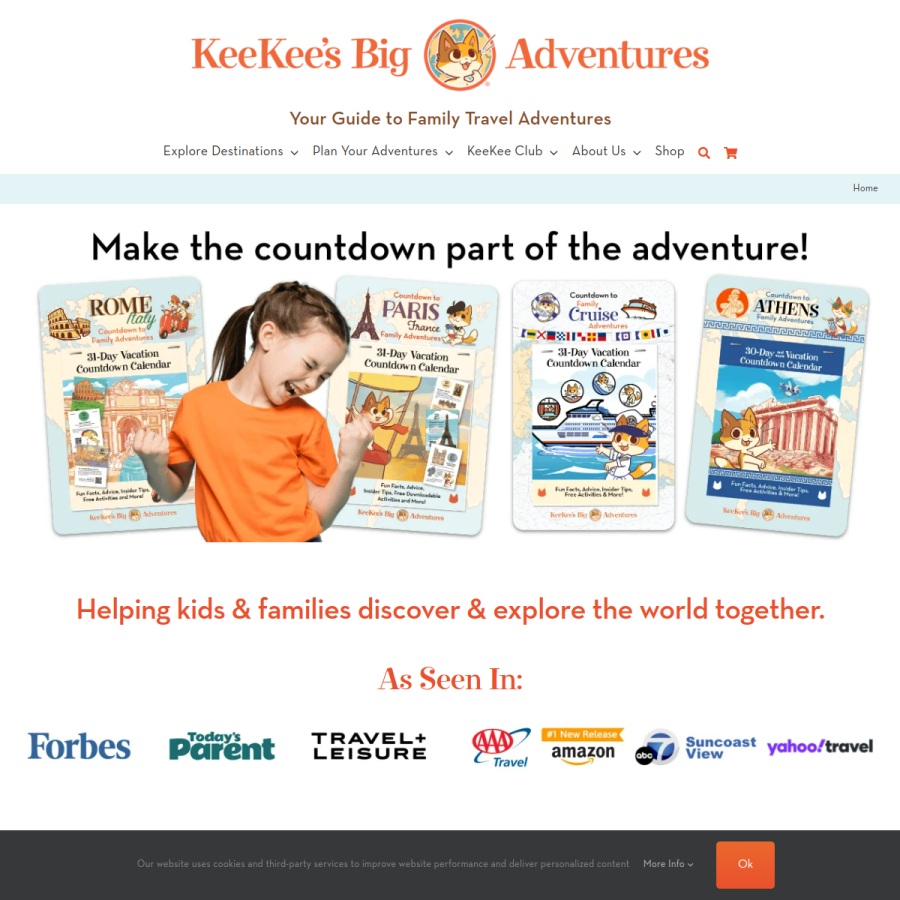keekeesbigadventures.com homepage screenshot