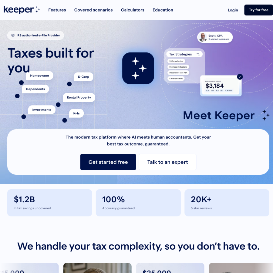 keepertax.com homepage screenshot