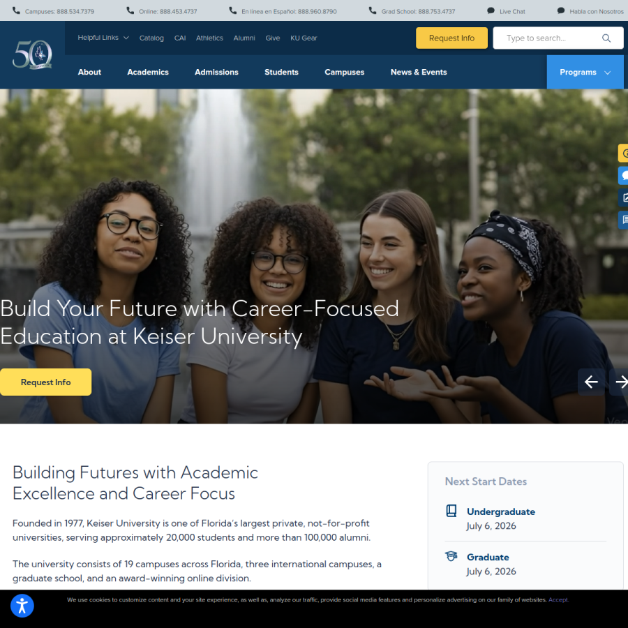 keiseruniversity.edu homepage screenshot