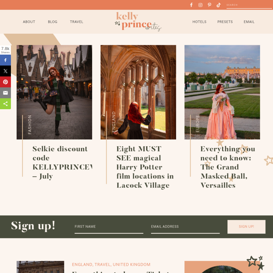 kellyprincewrites.com homepage screenshot