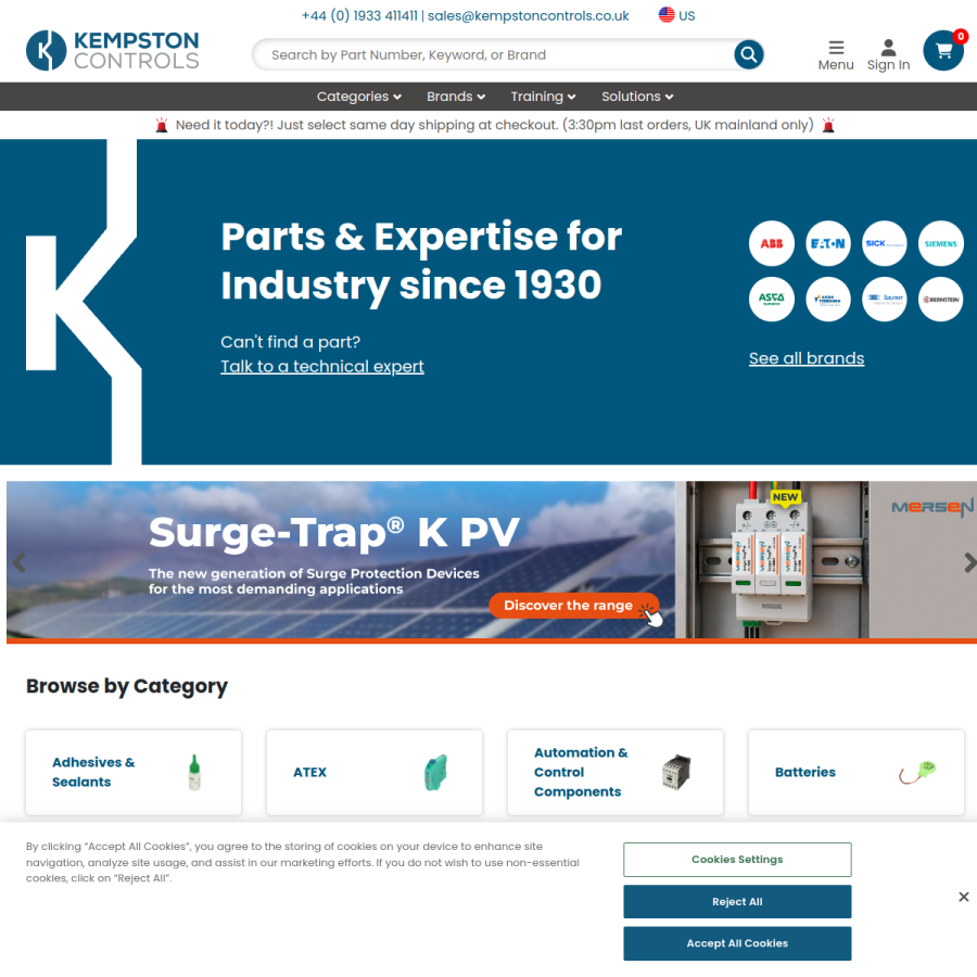 kempstoncontrols.com homepage screenshot