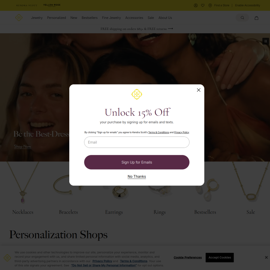 kendrascott.com homepage screenshot