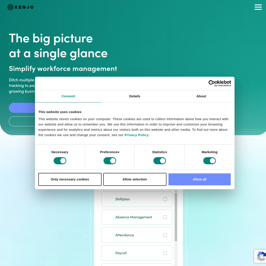 kenjo.io homepage screenshot