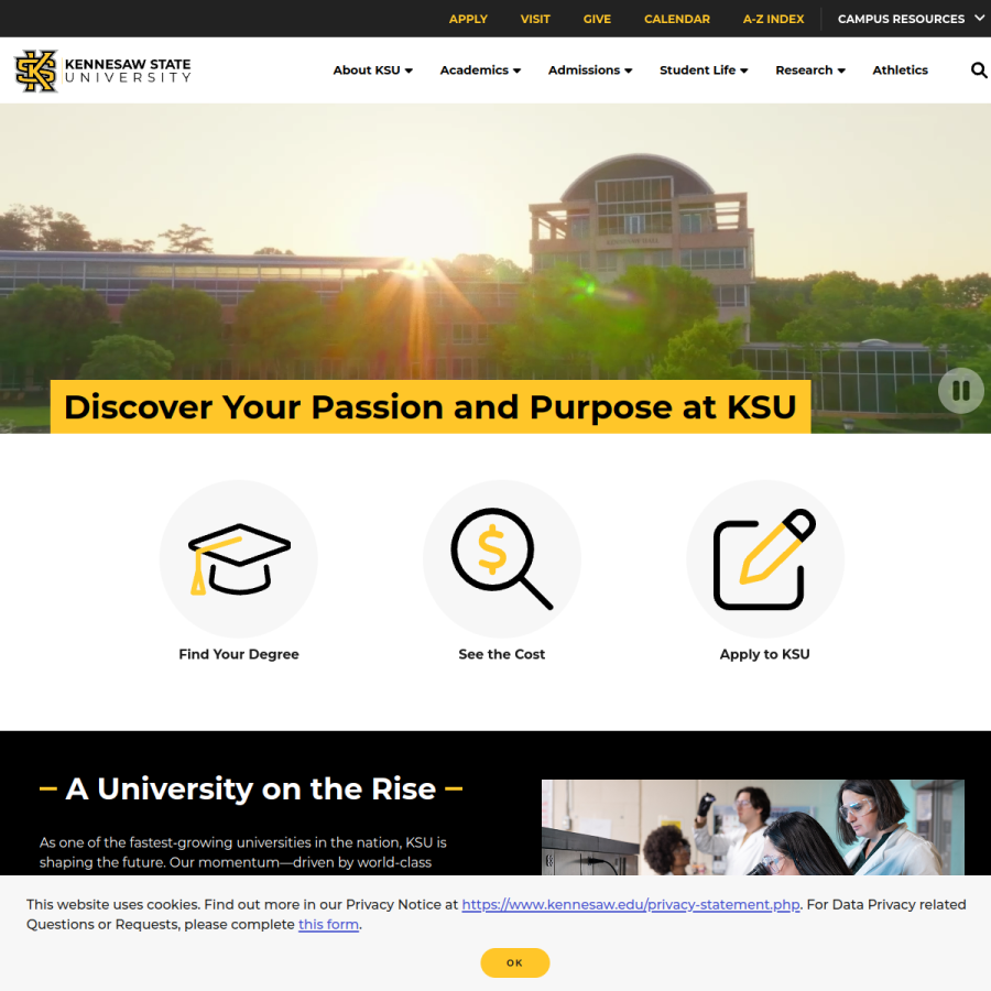 kennesaw.edu homepage screenshot