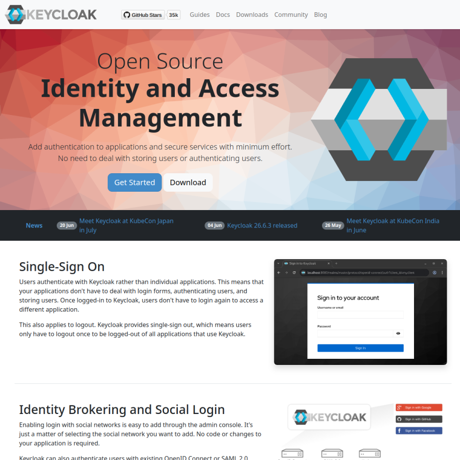 keycloak.org homepage screenshot