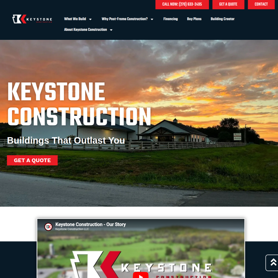 keystonepostframes.com homepage screenshot