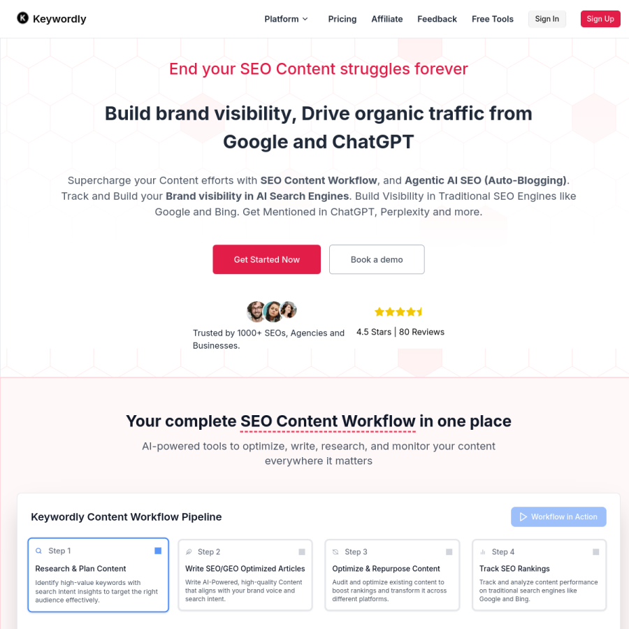 keywordly.ai homepage screenshot