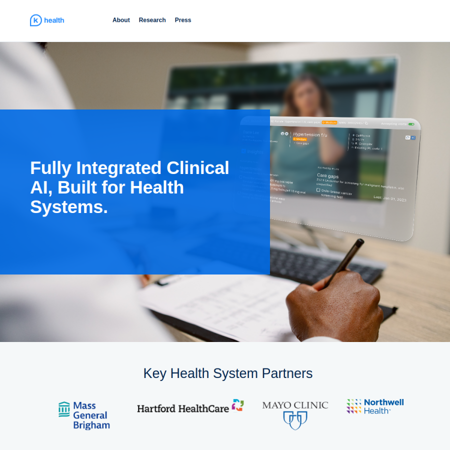 khealth.com homepage screenshot