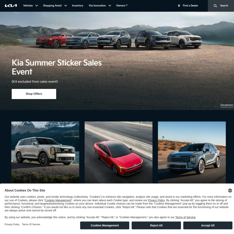 kia.com homepage screenshot
