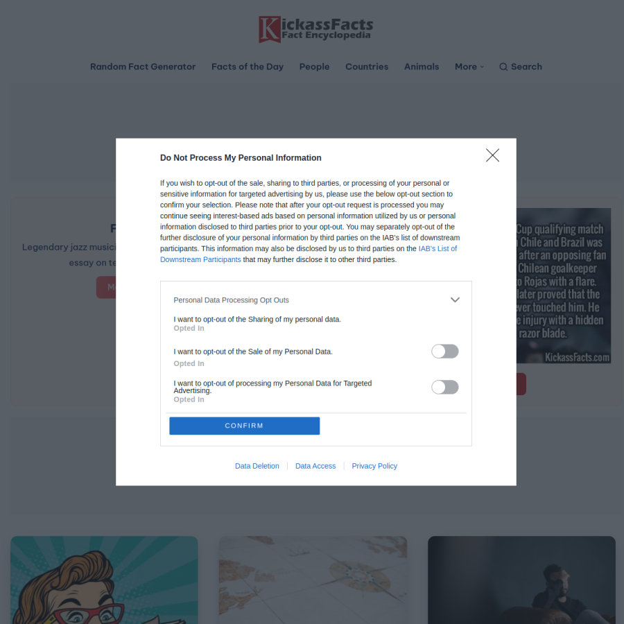 kickassfacts.com homepage screenshot