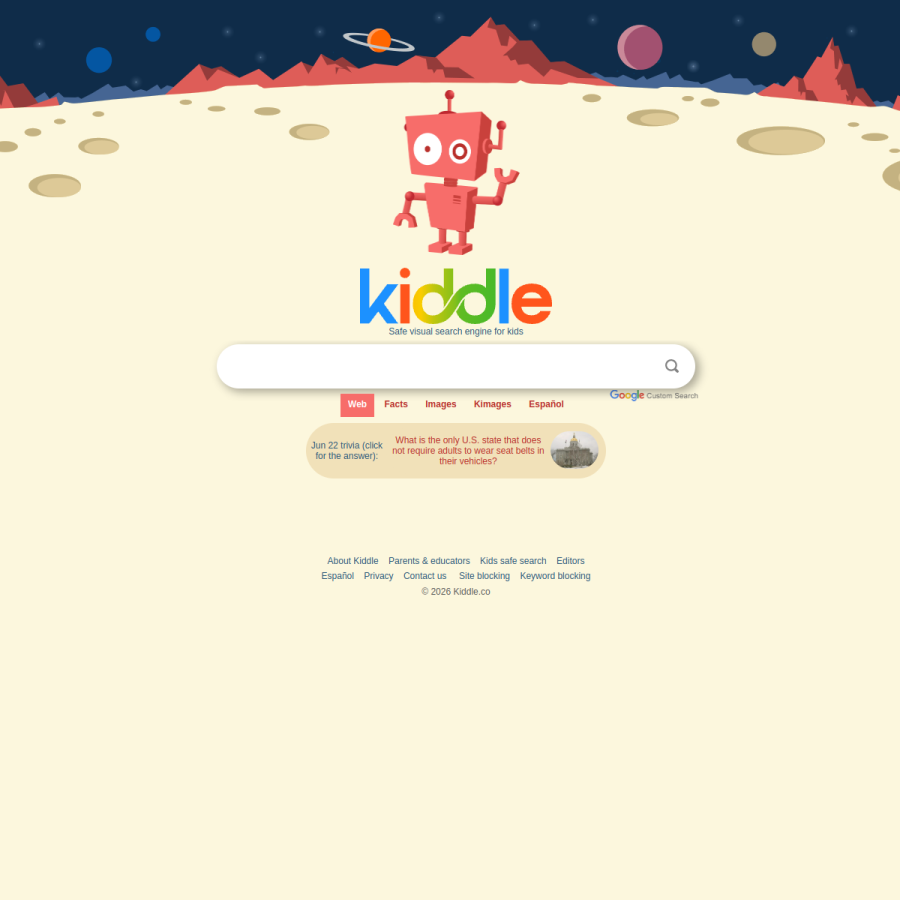 kiddle.co homepage screenshot