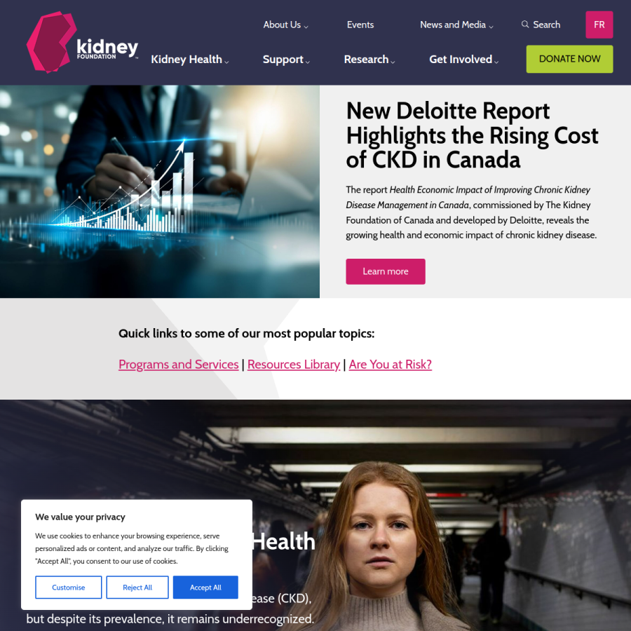 kidney.ca homepage screenshot