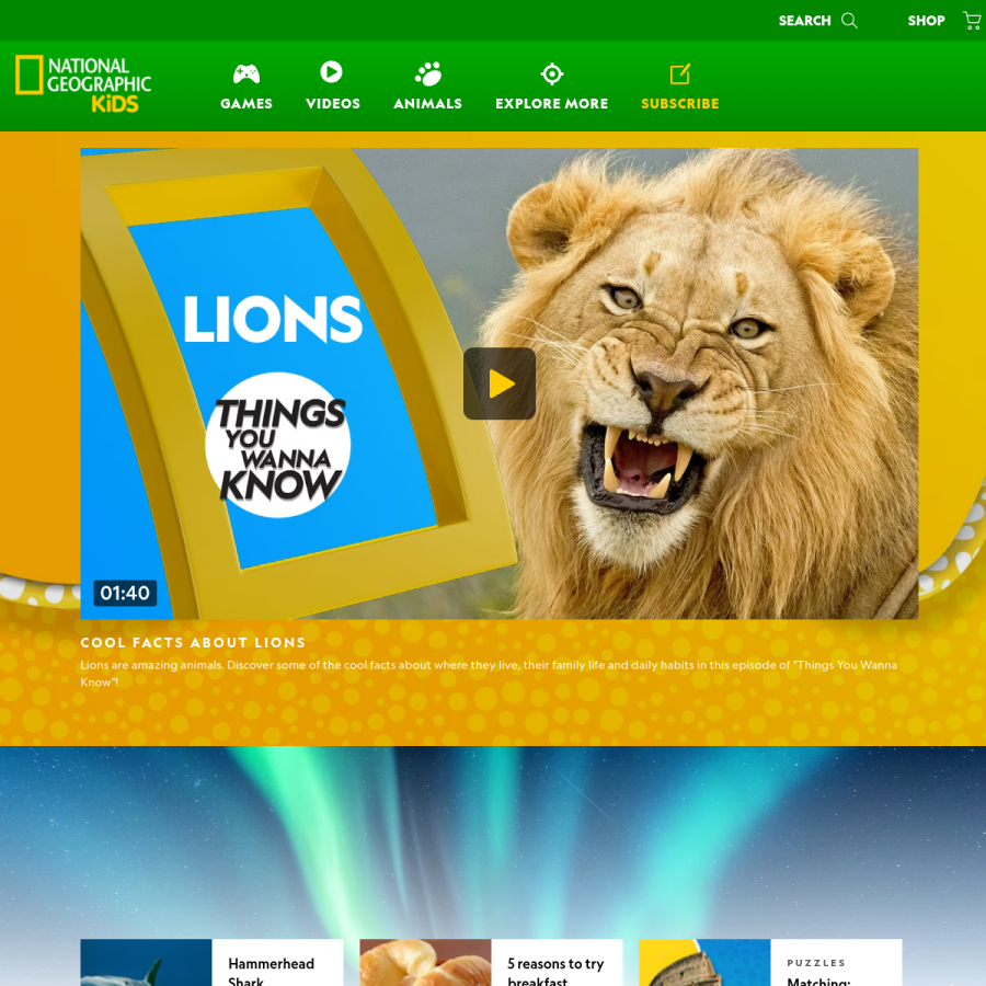 kids.nationalgeographic.com homepage screenshot