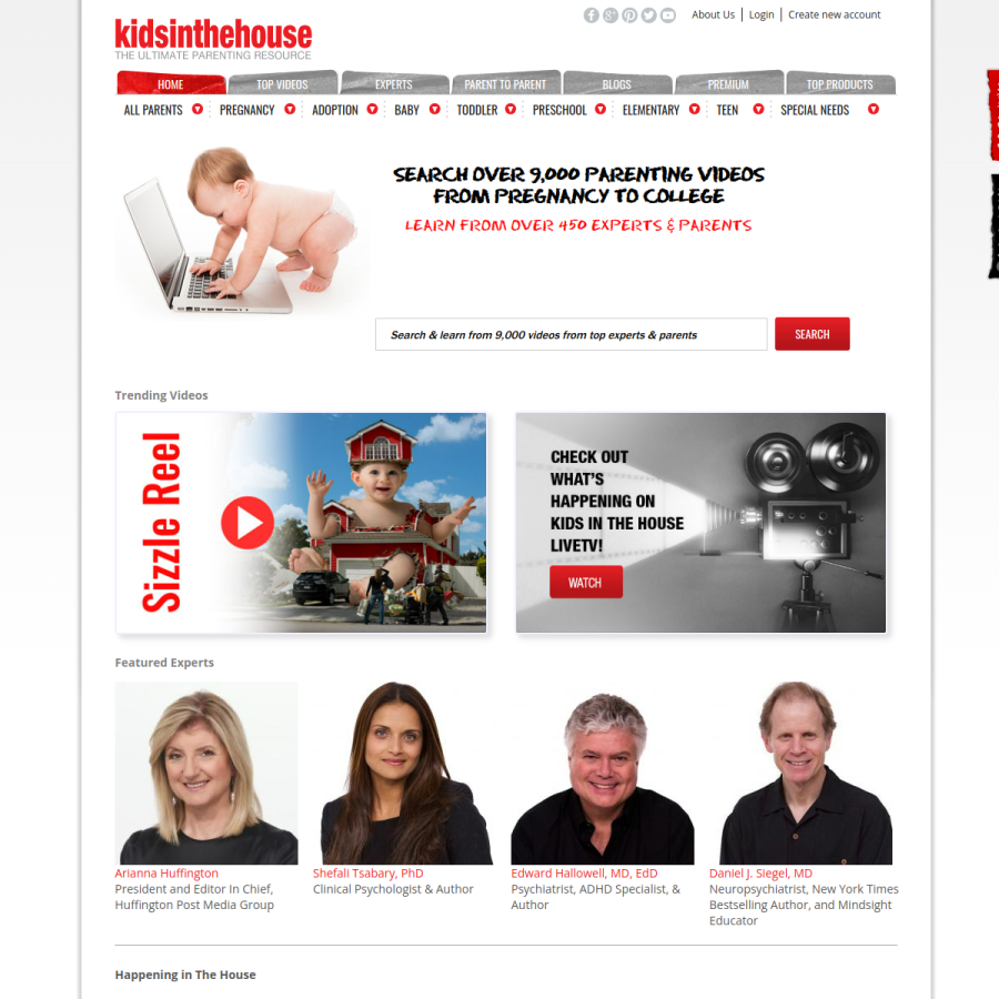 kidsinthehouse.com homepage screenshot