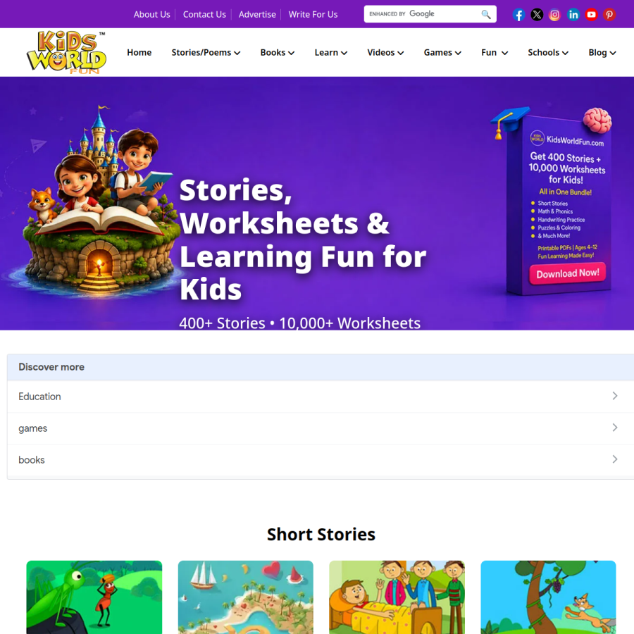 kidsworldfun.com homepage screenshot