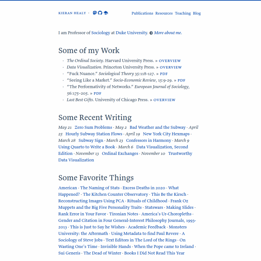 kieranhealy.org homepage screenshot