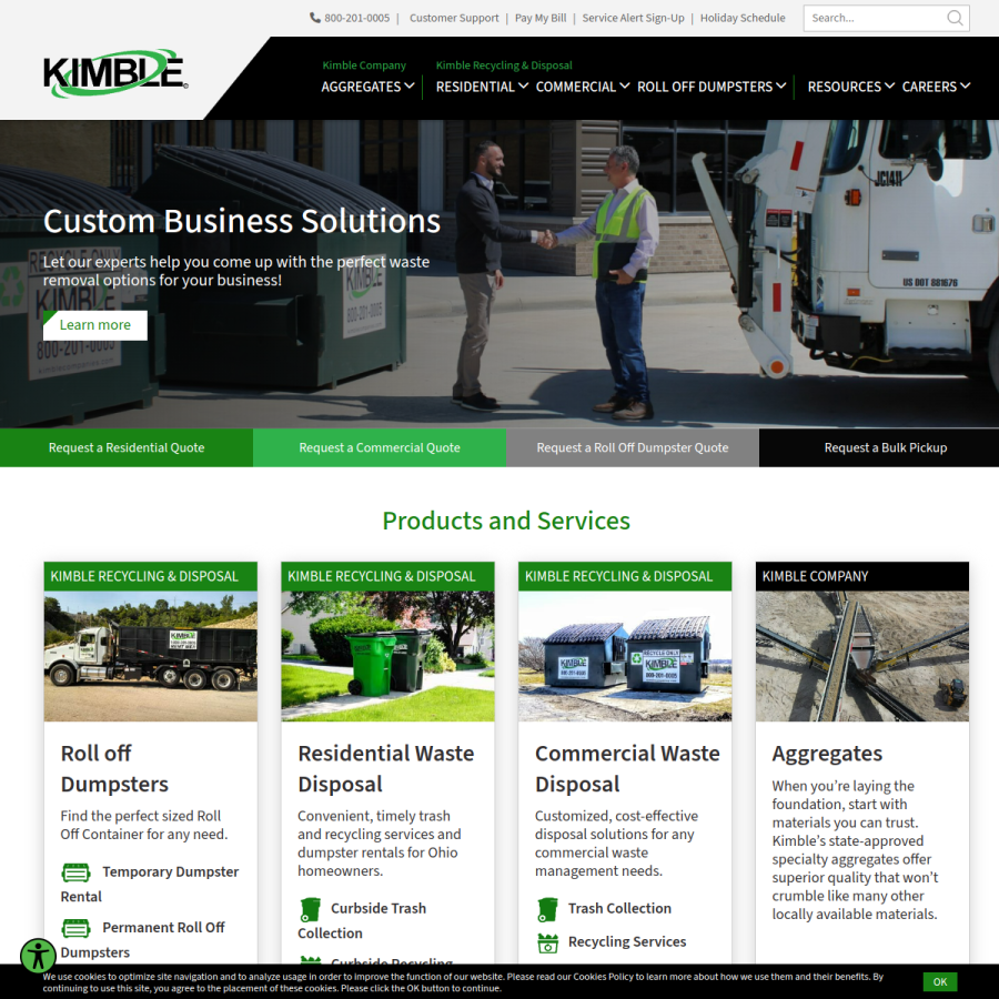 kimblecompanies.com homepage screenshot