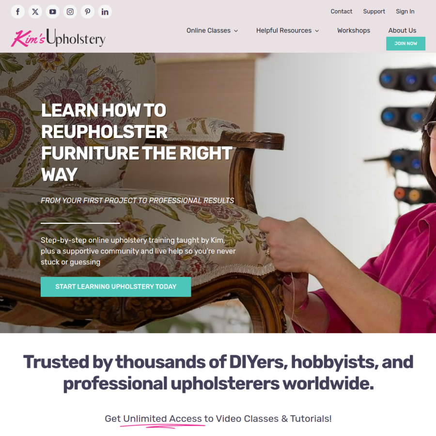kimsupholstery.com homepage screenshot