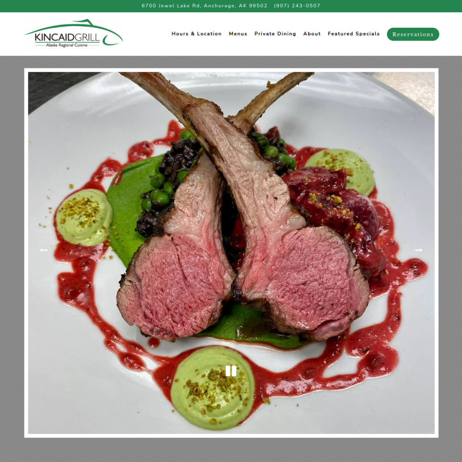 kincaidgrill.com homepage screenshot