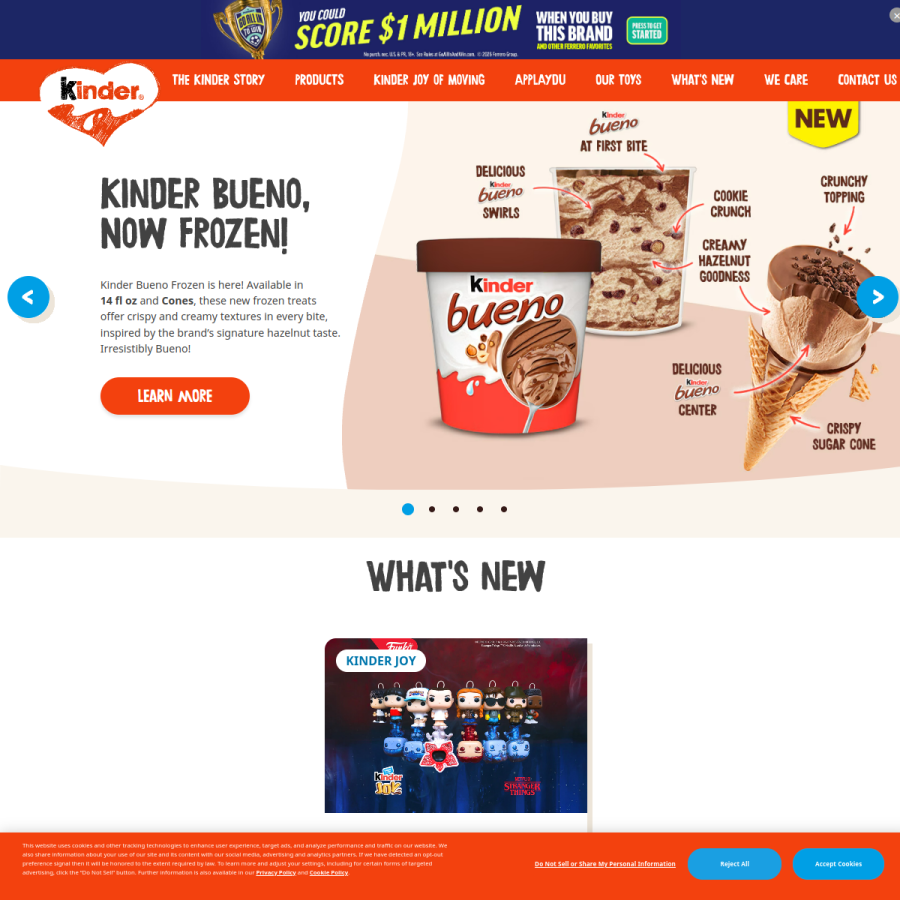kinder.com homepage screenshot