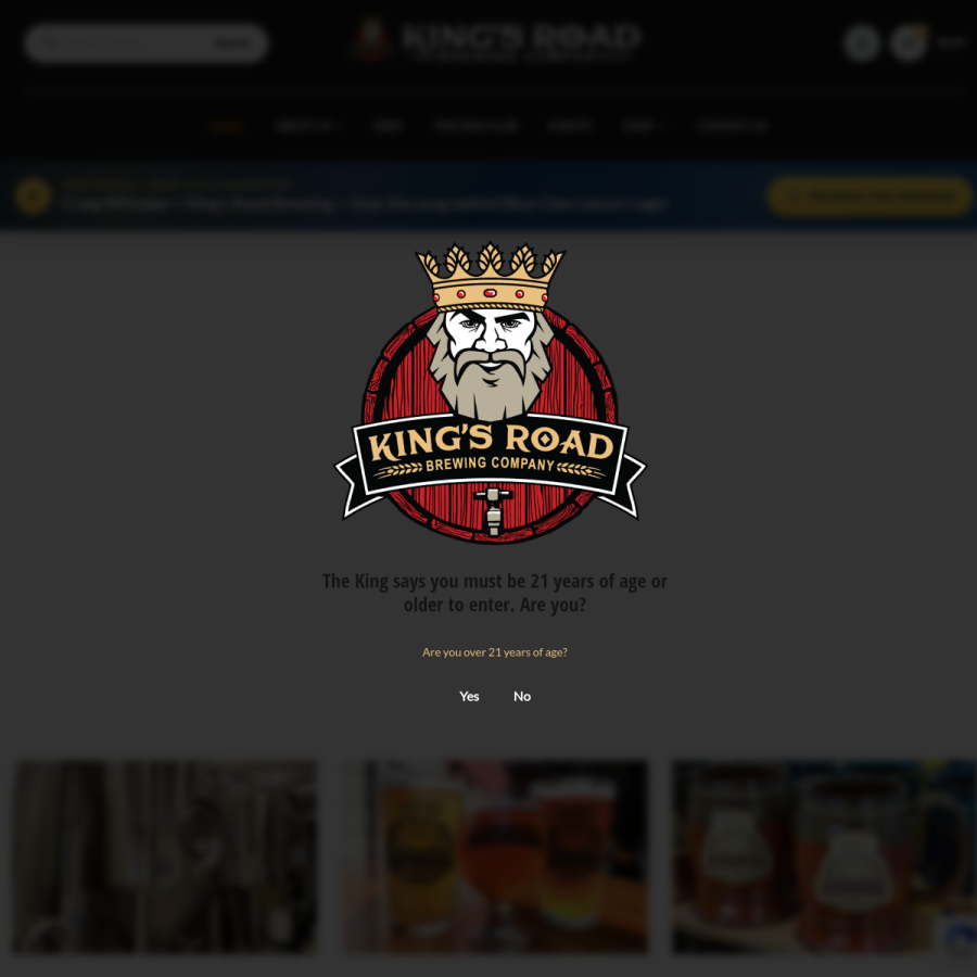 kingsroadbrewing.com homepage screenshot