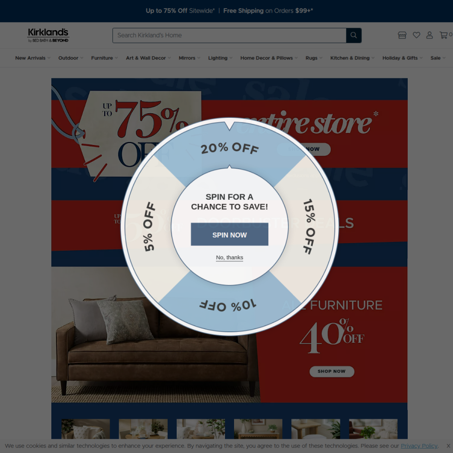 kirklands.com homepage screenshot