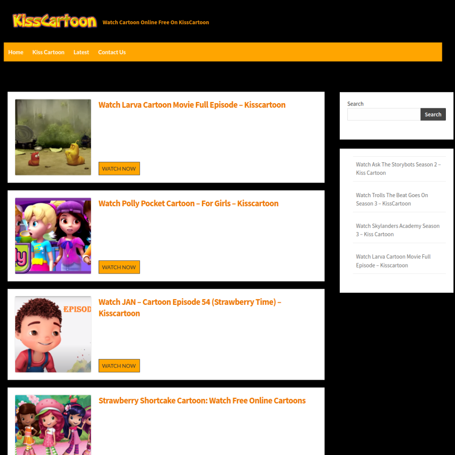 kisscartoon.org homepage screenshot