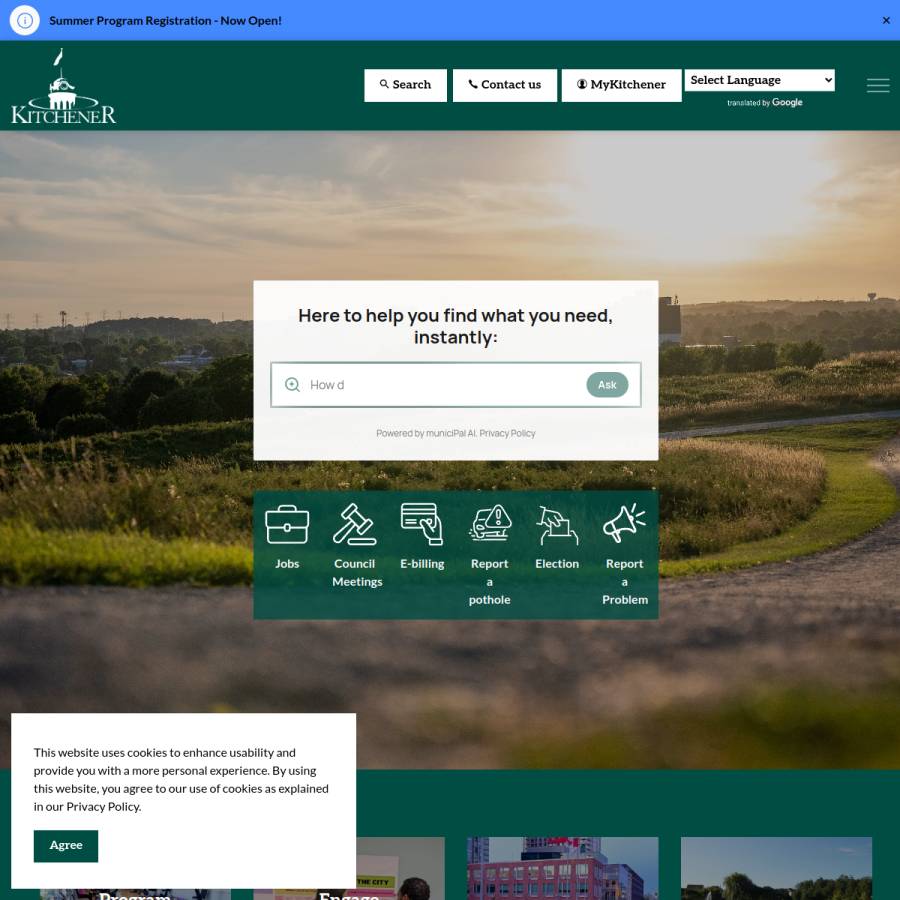 kitchener.ca homepage screenshot