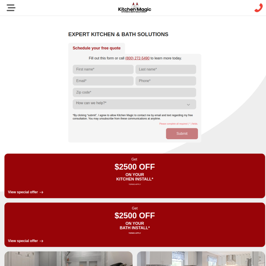 kitchenmagic.com homepage screenshot