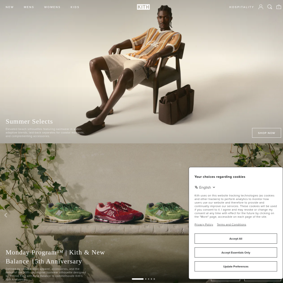 kith.com homepage screenshot