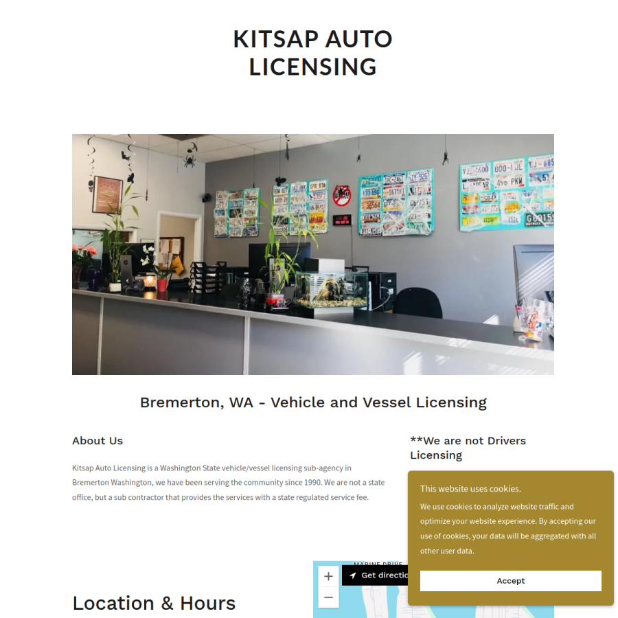 kitsapautolicensing.com homepage screenshot