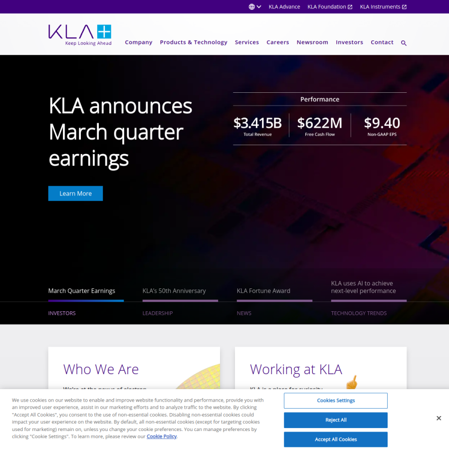 kla.com homepage screenshot