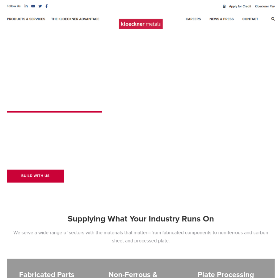 kloecknermetals.com homepage screenshot